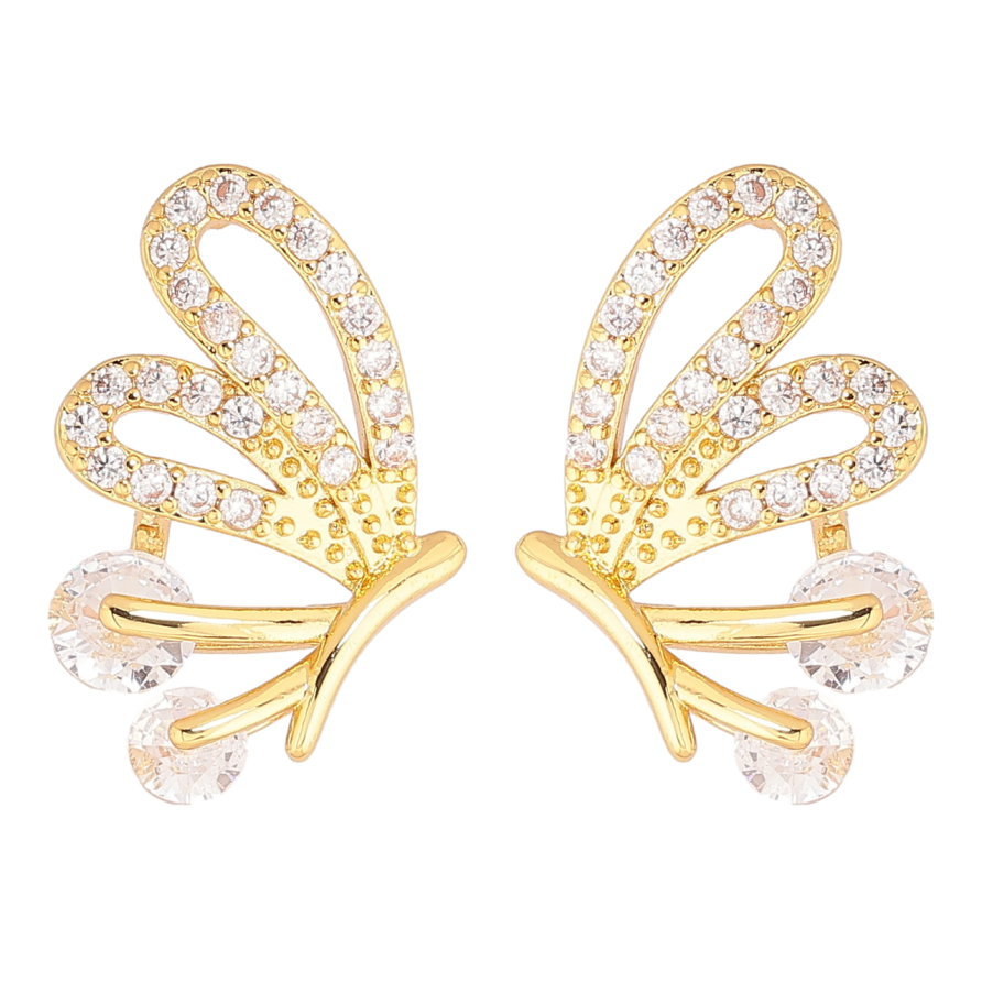 Серьги Xuping Позолота 14K пусеты Бабочки с кристаллами фото №1