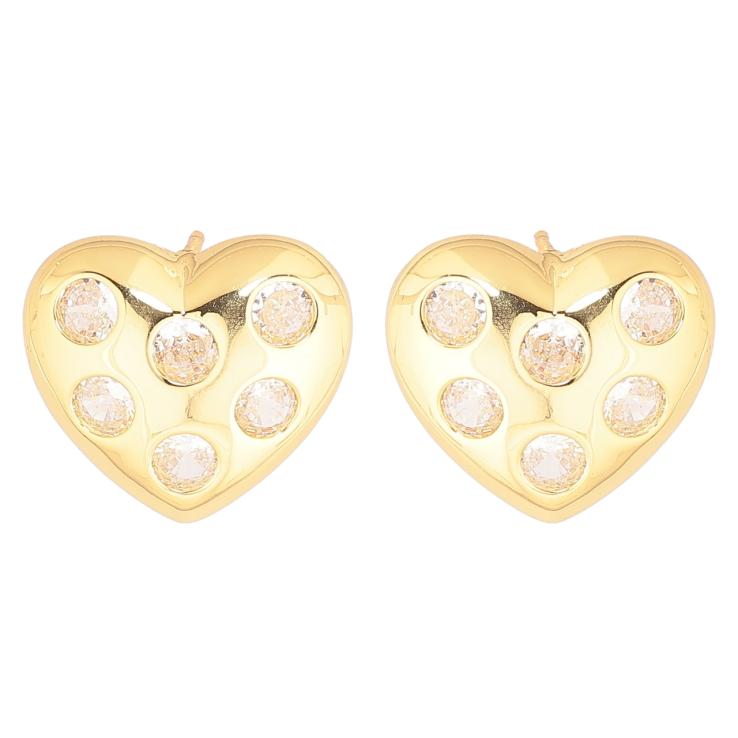 Сережки Xuping Позолота 14K пусети «Сердечка з кристалами» фото №19