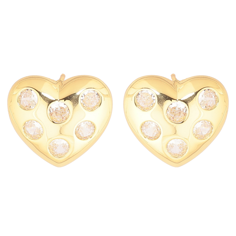 Серьги Xuping Позолота 14K пусеты Сердечки с кристаллами фото №3