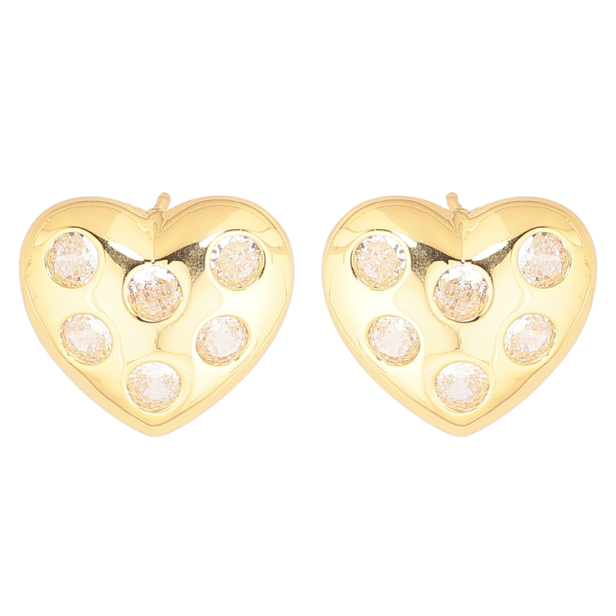 Сережки Xuping Позолота 14K пусети «Сердечка з кристалами» фото №1