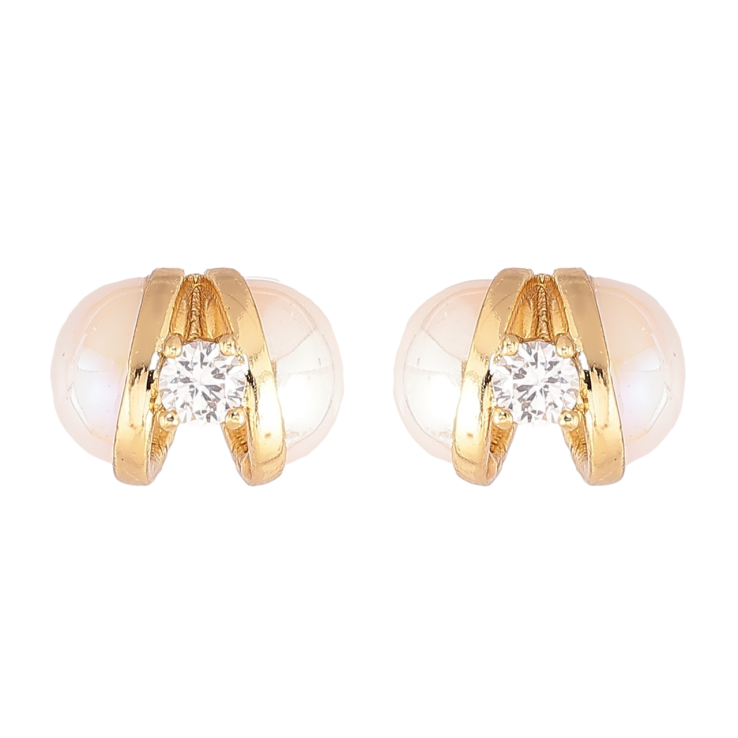 Сережки Xuping Позолота 14K пусети «Половинки перлин з кристалами» фото №12