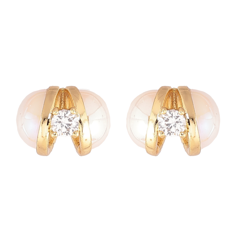 Сережки Xuping Позолота 14K пусети «Половинки перлин з кристалами» фото №5