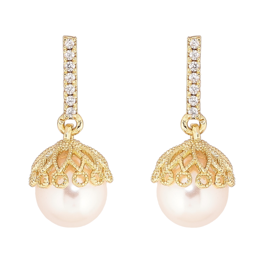 Сережки Xuping Позолота 14K пусети «Перлинні підвіски» фото №1