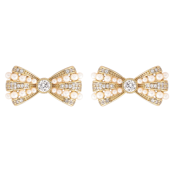 Сережки Xuping Позолота 14K пусети «Банти з кристалами та перлинами» фото №18 Сережки Xuping Позолота 14K пусети «Банти з кристалами та перлинами» фото №18