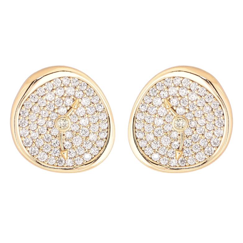 Серьги Xuping Позолота 14K пусеты Часики с инкрустацией кристаллами фото №1