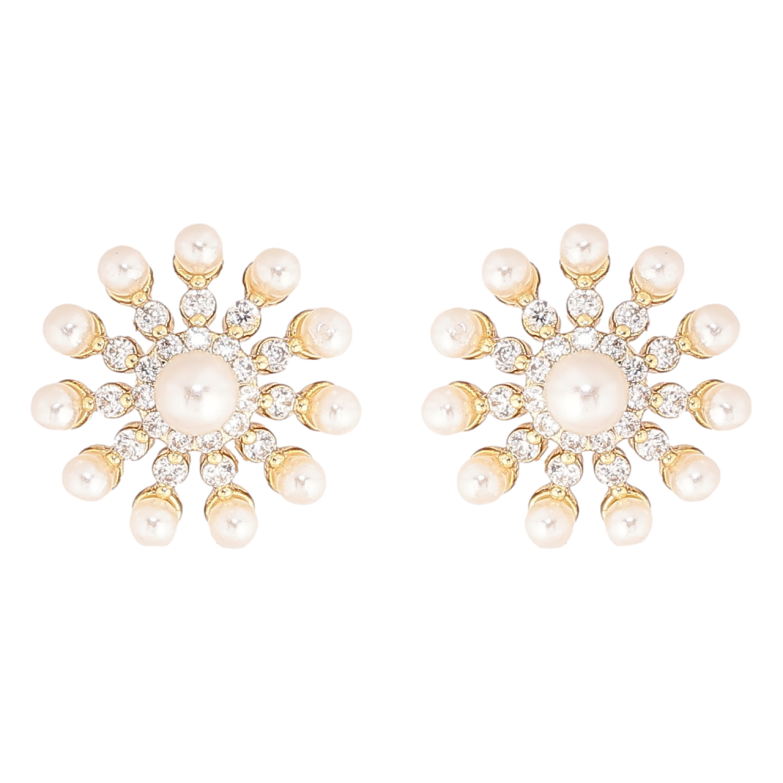 Сережки Xuping Позолота 14K пусети «Перлинні сніжинки» фото №1