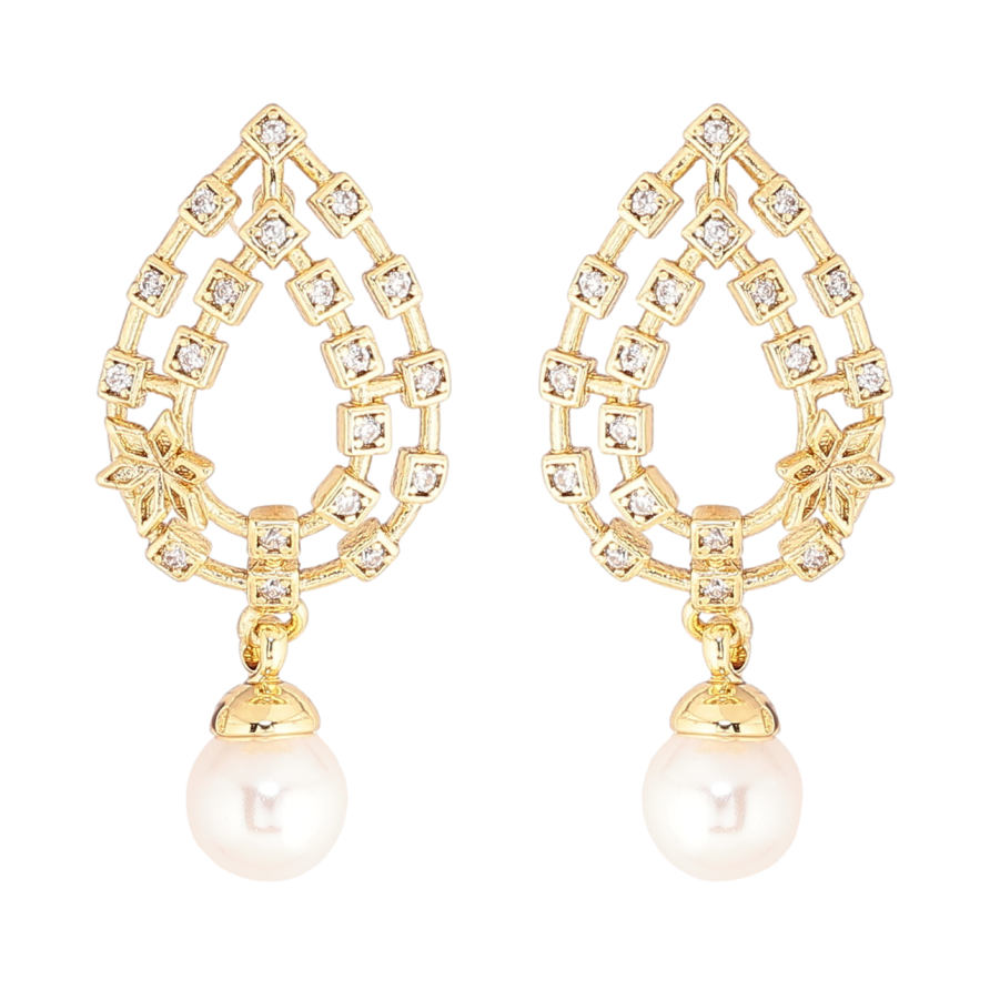 Серьги Xuping Позолота 14K пусеты Каплевидные подвески с жемчужинами фото №1