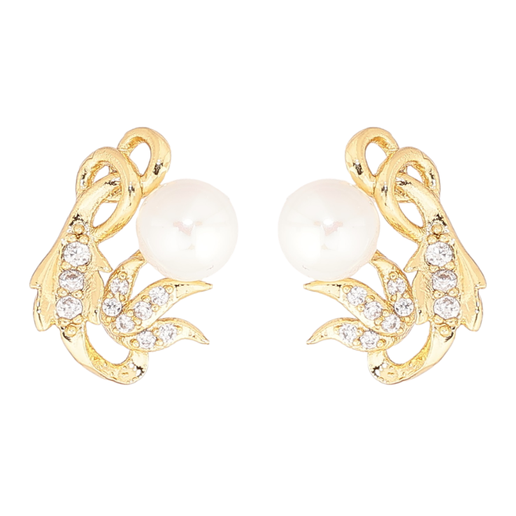 Сережки Xuping Позолота 14K пусети «Візерунок з кристалами та перлинами» фото №13 Сережки Xuping Позолота 14K пусети «Візерунок з кристалами та перлинами» фото №13