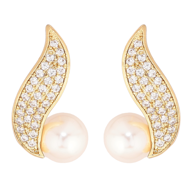 Серьги Xuping Позолота 14K пусеты Узор с кристаллами и жемчужинами фото №1 Серьги Xuping Позолота 14K пусеты Узор с кристаллами и жемчужинами фото №1