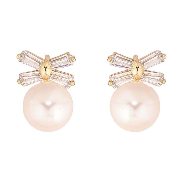 Сережки Xuping Позолота 14K пусети «Перлини з кришталевими бантами» фото №25