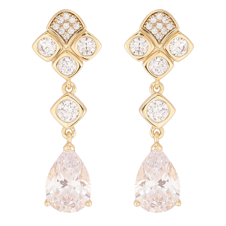 Сережки Xuping Позолота 14K пусети «Кристальні підвіски» фото №4 Сережки Xuping Позолота 14K пусети «Кристальні підвіски» фото №4