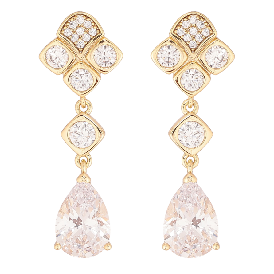 Сережки Xuping Позолота 14K пусети «Кристальні підвіски» фото №1