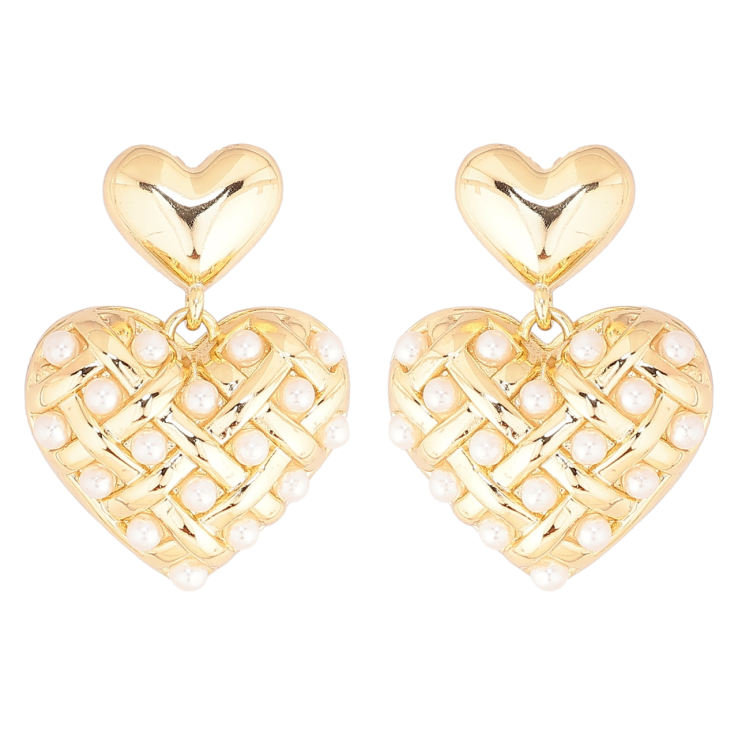 Серьги Xuping Позолота 14K пусеты Сердечки с жемчужинами фото №9