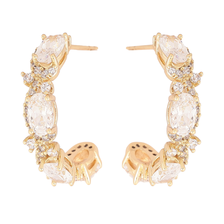 Серьги Xuping Позолота 14K пусеты Дуги с кристаллами фото №1