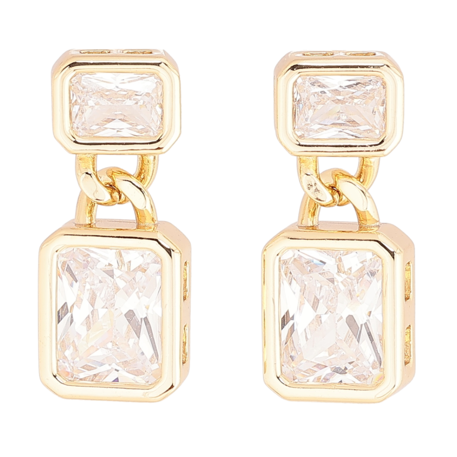 Сережки Xuping Позолота 14K пусети «Кристальні підвіски» фото №1