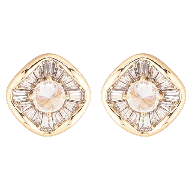 Сережки Xuping Позолота 14K пусети «Ромби з кристалів» фото №4 Сережки Xuping Позолота 14K пусети «Ромби з кристалів» фото №4