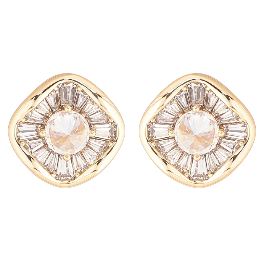 Сережки Xuping Позолота 14K пусети «Ромби з кристалів» фото №1