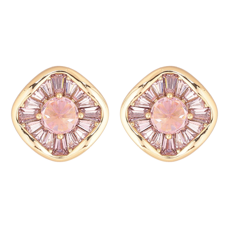 Сережки Xuping Позолота 14K пусети «Ромби з рожевих кристалів» фото №3 Сережки Xuping Позолота 14K пусети «Ромби з рожевих кристалів» фото №3