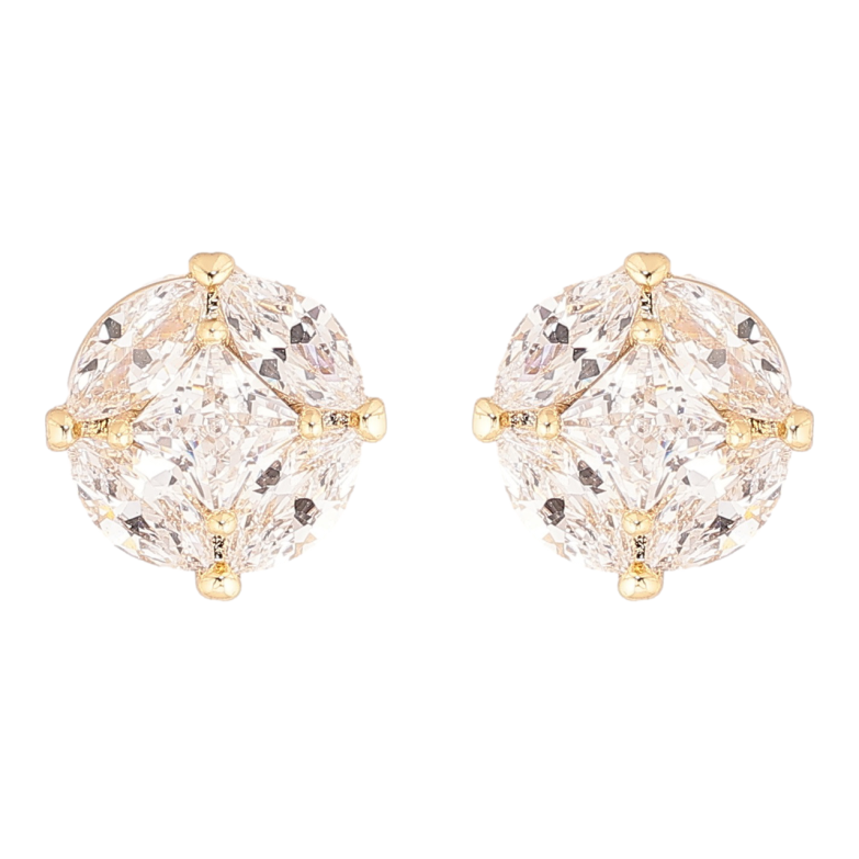 Сережки Xuping Позолота 14K пусети «Кришталеві круги» ø 10мм фото №1