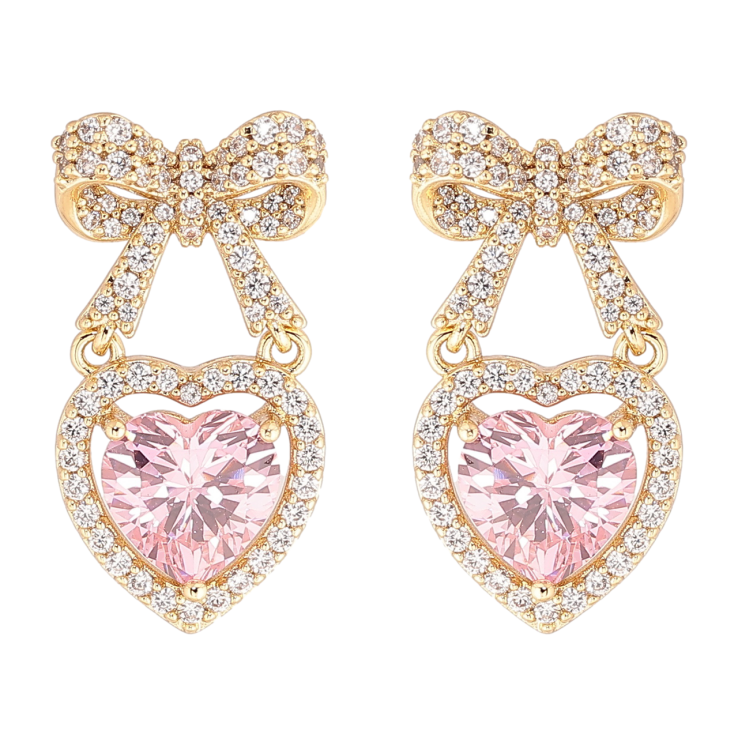 Сережки Xuping Позолота 14K пусети «Банти з рожевими кришталевими сердечками» фото №17 Сережки Xuping Позолота 14K пусети «Банти з рожевими кришталевими сердечками» фото №17