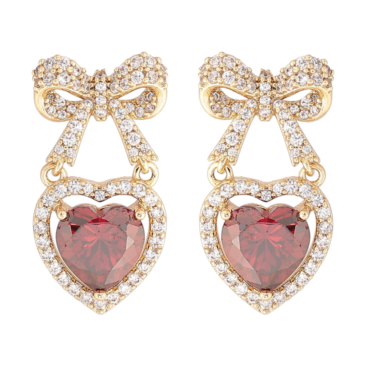 Сережки Xuping Позолота 14K пусети «Банти з червоними кришталевими сердечками» фото №16 Сережки Xuping Позолота 14K пусети «Банти з червоними кришталевими сердечками» фото №16