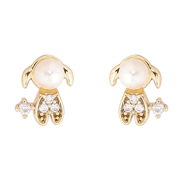 Сережки Xuping Позолота 14K пусети «Перлинні овечки» фото №6 Сережки Xuping Позолота 14K пусети «Перлинні овечки» фото №6