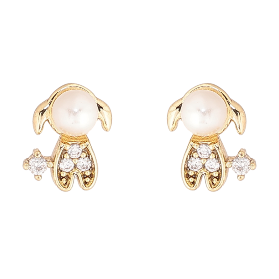 Сережки Xuping Позолота 14K пусети «Перлинні овечки» фото №1