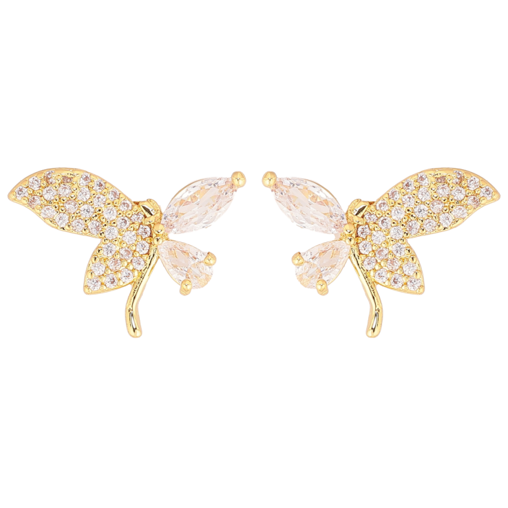 Сережки Xuping Позолота 14K пусети «Кришталеві бабки» фото №2 Сережки Xuping Позолота 14K пусети «Кришталеві бабки» фото №2