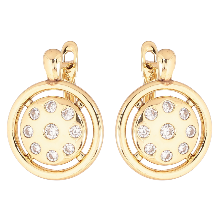 Сережки Xuping Позолота 14K англійський замок «Кола з вставками кристалів» фото №24 Сережки Xuping Позолота 14K англійський замок «Кола з вставками кристалів» фото №24