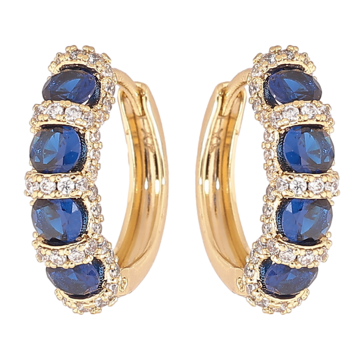 Сережки Xuping Позолота 14K колечка «Інкрустація з синіми кристалами» фото №22 Сережки Xuping Позолота 14K колечка «Інкрустація з синіми кристалами» фото №22