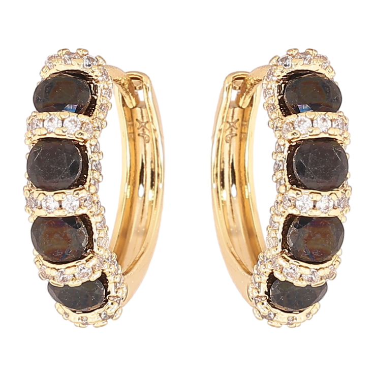 Сережки Xuping Позолота 14K колечка «Інкрустація з чорними кристалами» фото №11 Сережки Xuping Позолота 14K колечка «Інкрустація з чорними кристалами» фото №11