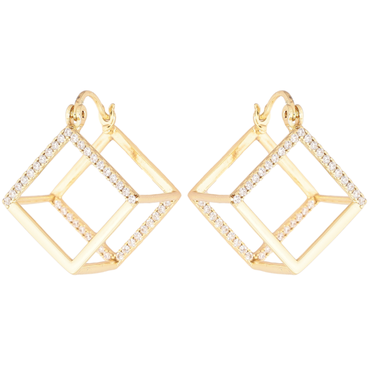 Сережки Xuping Позолота 14K замок-шпилька «Куб» фото №23