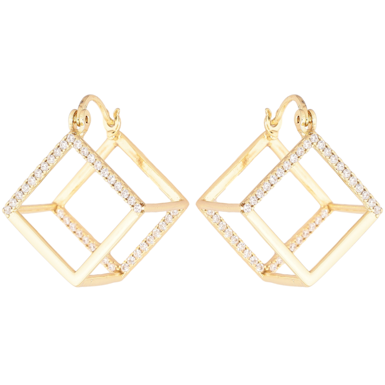 Сережки Xuping Позолота 14K замок-шпилька «Куб» фото №11