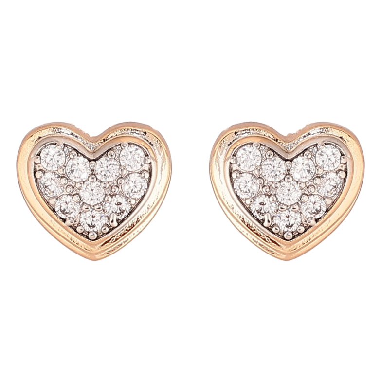 Серьги Xuping Позолота 18K + Родий пусеты Сердечки фото №2