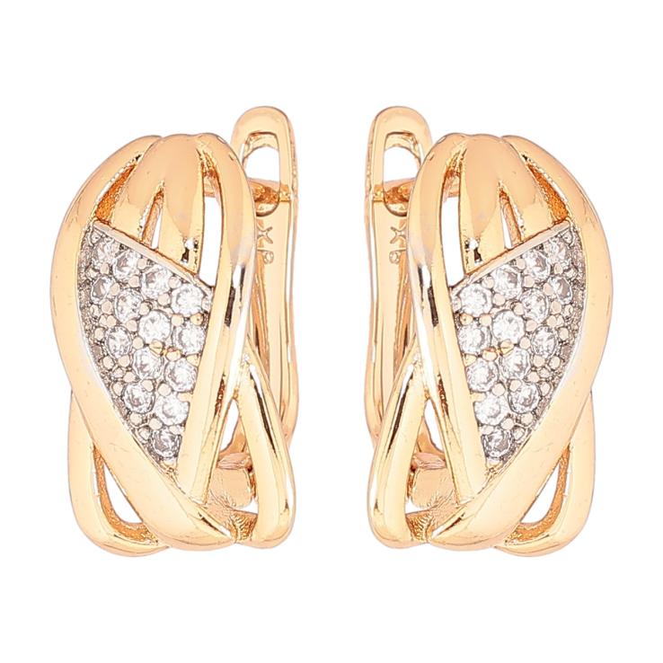 Серьги Xuping Позолота 18K + Родий английский замок Узор с кристаллами фото №15