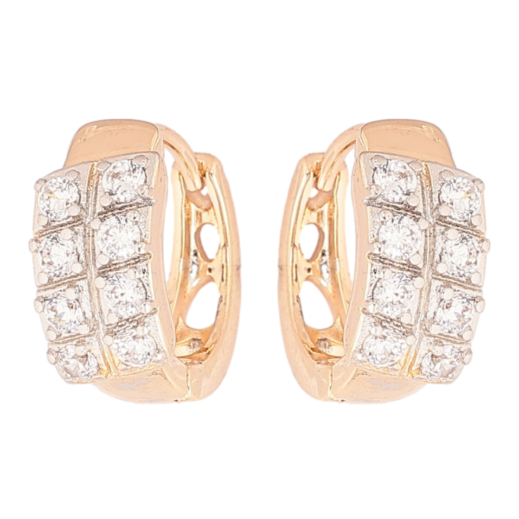 Серьги Xuping Позолота 18K + Родий колечки Инкрустация кристаллами фото №4