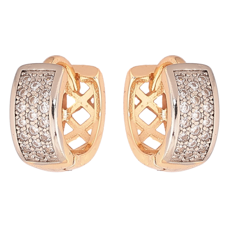 Серьги Xuping Позолота 18K + Родий колечки Инкрустация кристаллами фото №3