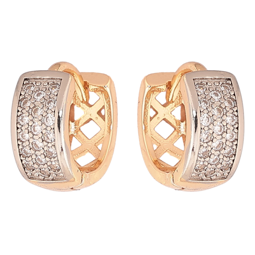 Серьги Xuping Позолота 18K + Родий колечки Инкрустация кристаллами фото №1