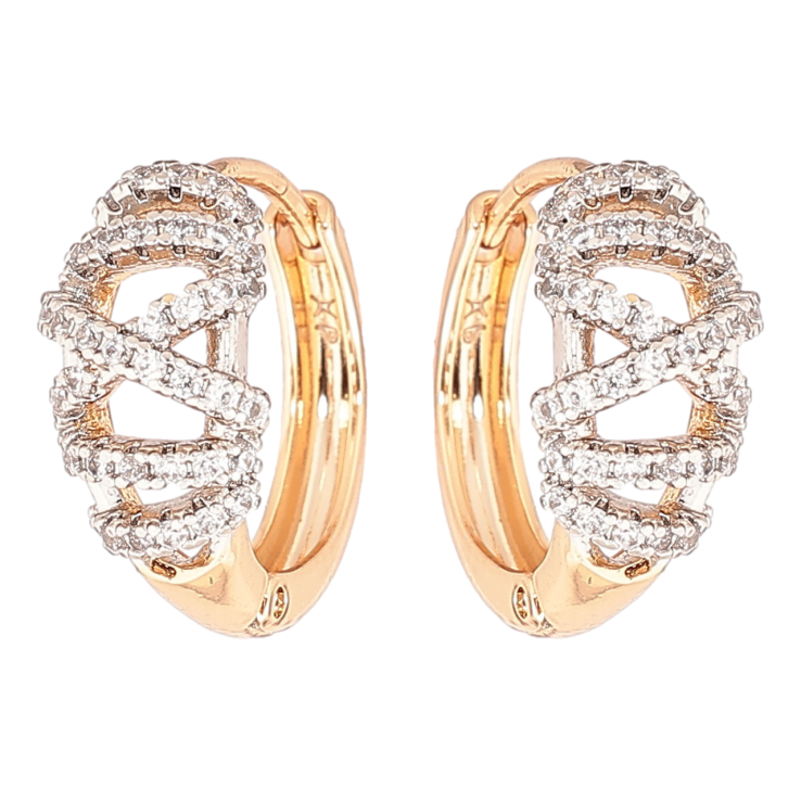 Серьги Xuping Позолота 18K + Родий колечки Узор с кристаллами фото №18