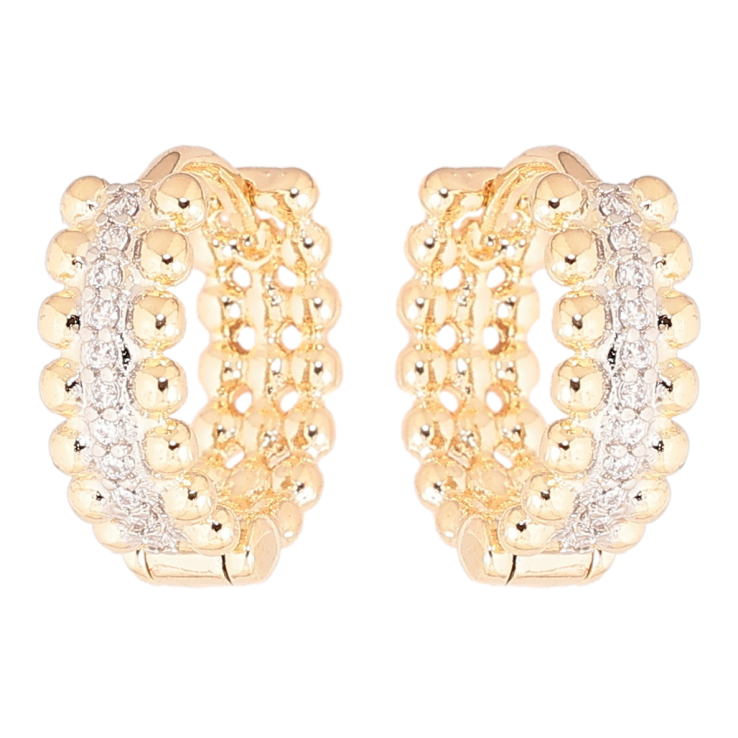 Серьги Xuping Позолота 18K + Родий колечки Узор с кристаллами фото №19