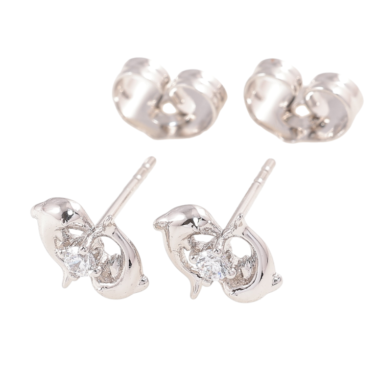 Сережки Xuping Родій пусети «Дельфіни» фото №10