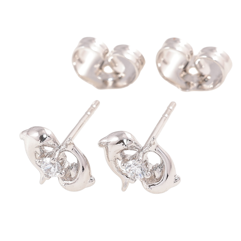 Сережки Xuping Родій пусети «Дельфіни» фото №1 Сережки Xuping Родій пусети «Дельфіни» фото №1