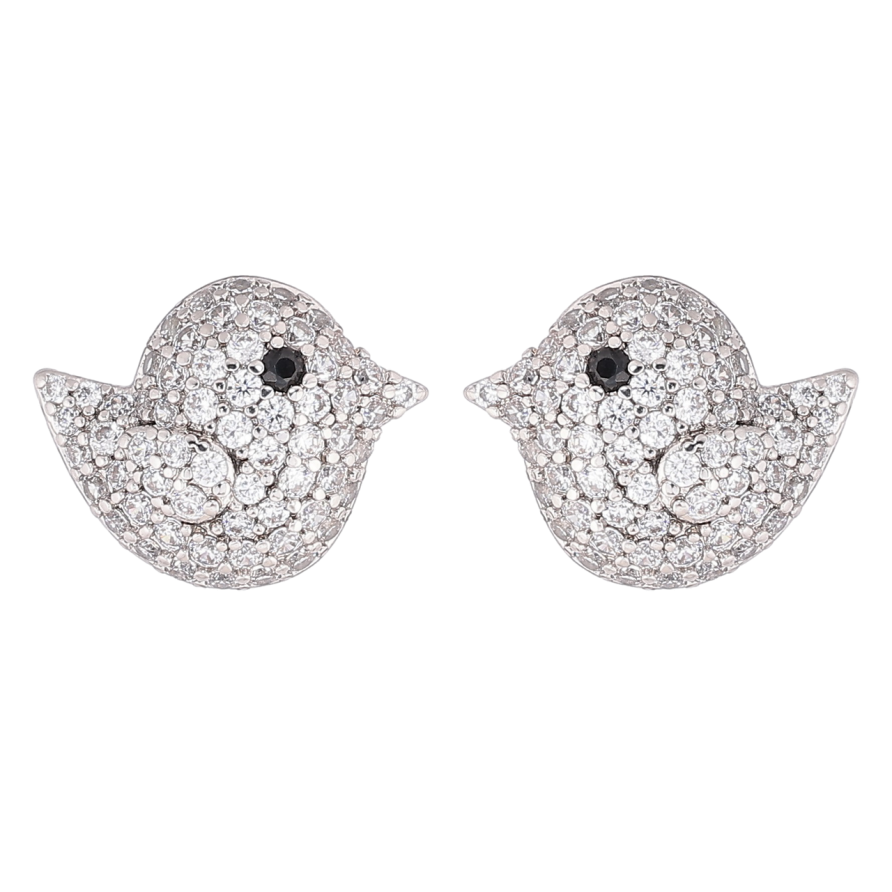 Сережки Xuping Родій пусети «Пташки з інкрустацією кристалами» фото №1