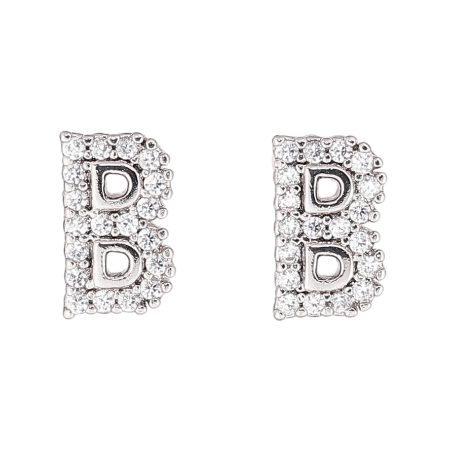 Сережки Xuping Родій пусети «Літери В» фото №1 Сережки Xuping Родій пусети «Літери В» фото №1