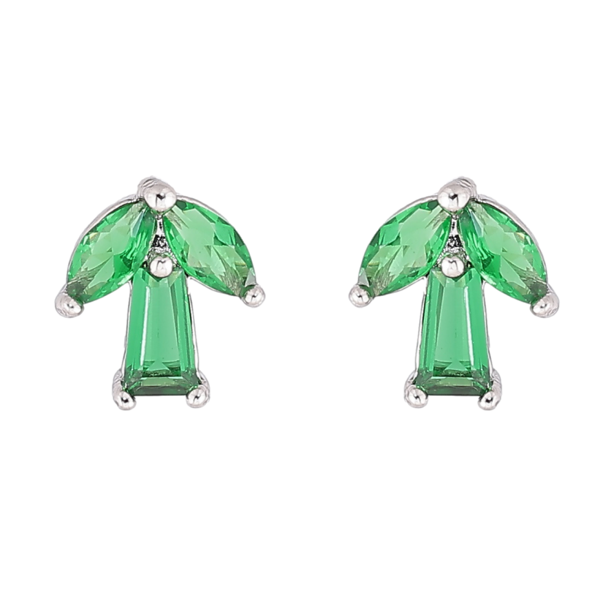Сережки Xuping Родій пусети «Три зелені кристали» фото №1 Сережки Xuping Родій пусети «Три зелені кристали» фото №1