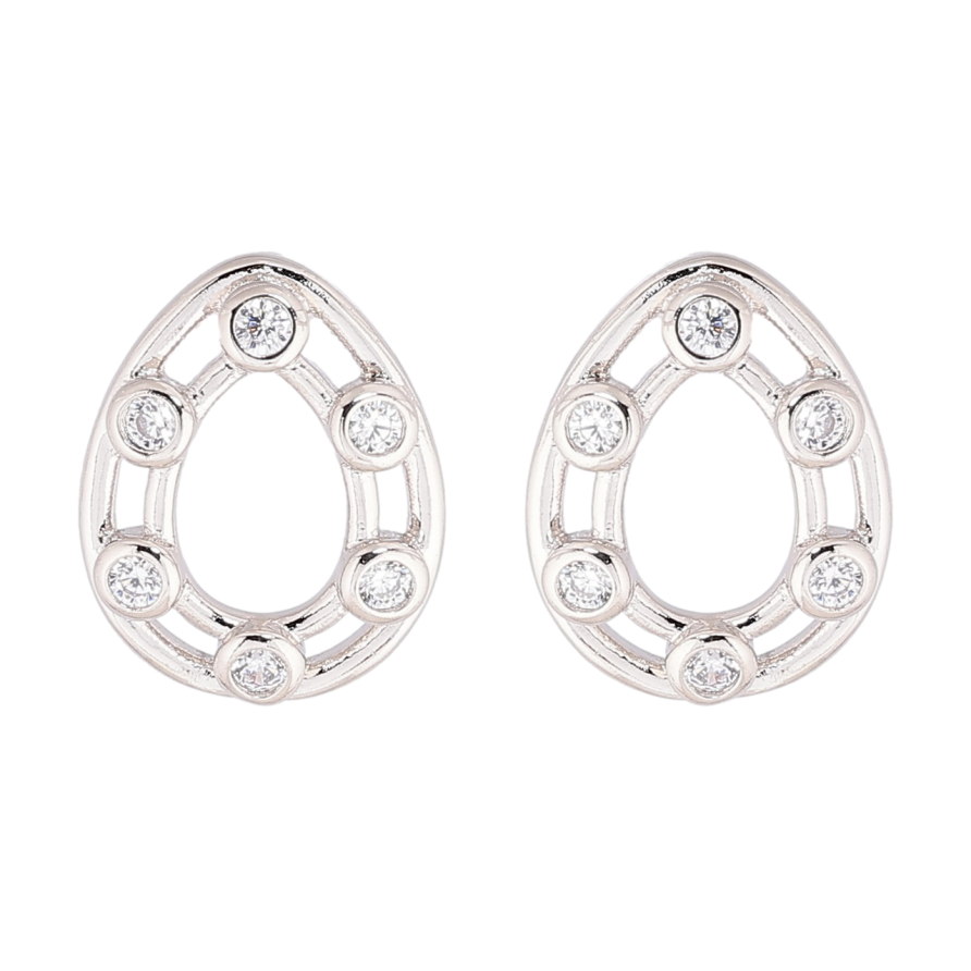 Сережки Xuping Родій пусети «Крапельки з кристалами» фото №1 Сережки Xuping Родій пусети «Крапельки з кристалами» фото №1