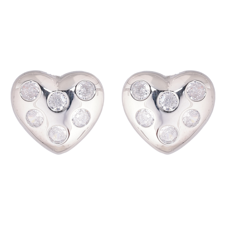Серьги Xuping Родий пусеты Сердечки с кристаллами фото №1 Серьги Xuping Родий пусеты Сердечки с кристаллами фото №1