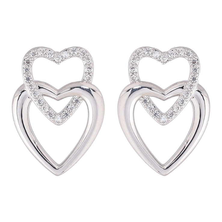 Сережки Xuping Родій пусети «Сердечка» фото №7