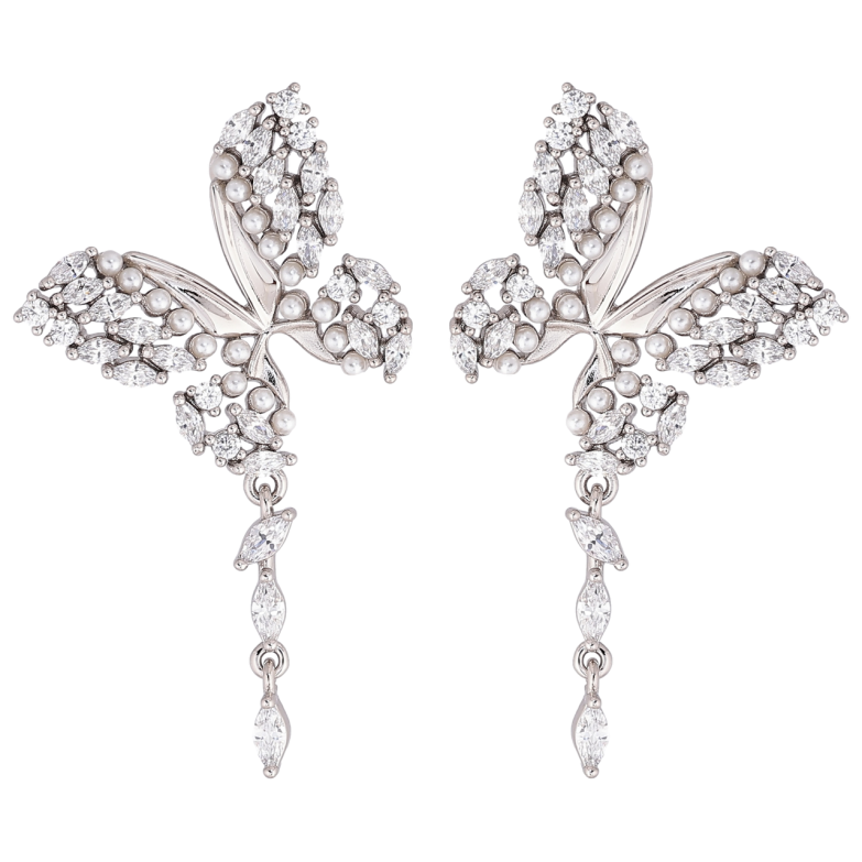 Серьги Xuping Родий пусеты Бабочки с кристаллами фото №1 Серьги Xuping Родий пусеты Бабочки с кристаллами фото №1