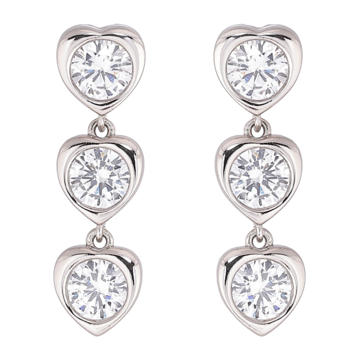 Сережки Xuping Родій пусети «Сердечка з кристалами» фото №17